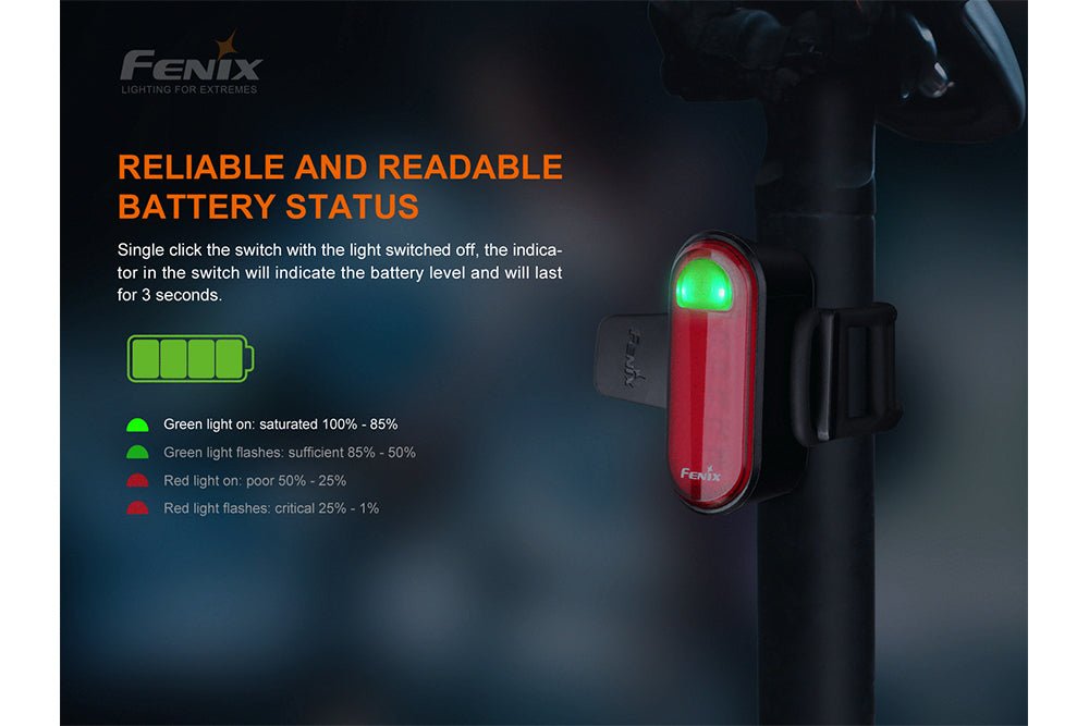 Fenix BC05R V2.0 Rechargeable Bicycle Tail Light - Fenix Store