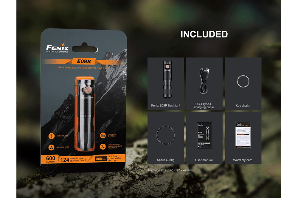 Fenix E09R Rechargeable High-Output Flashlight - 600 Lumens - Fenix Store