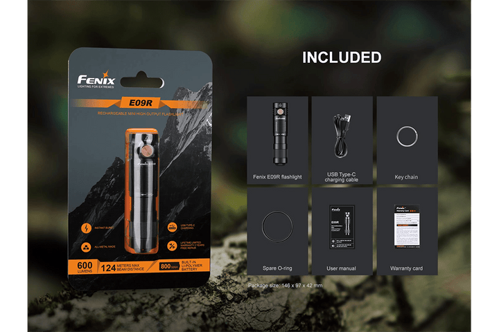 Fenix E09R Rechargeable High-Output Flashlight - 600 Lumens - Fenix Store