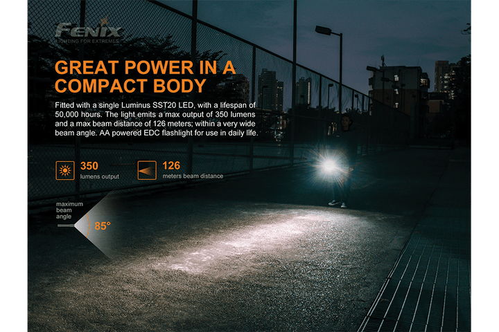 Fenix E20 V2.0 EDC Flashlight - 350 Lumens - Fenix Store