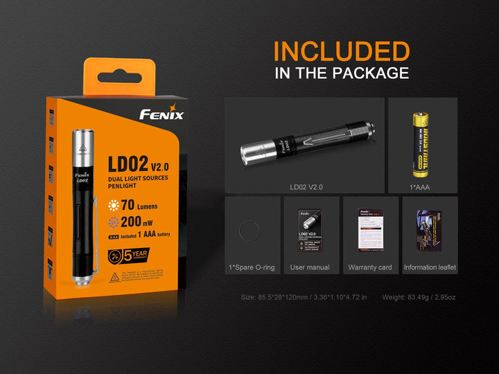 Fenix LD02 V2.0 EDC LED Penlight with UV Lighting - Fenix Store