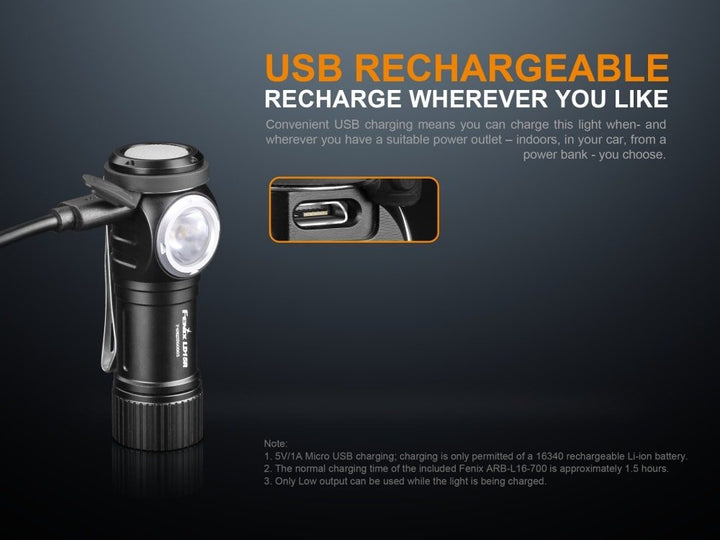 Fenix LD15R Right-Angled Rechargeable LED Flashlight - Discontinued - Fenix Store