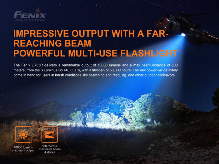 Fenix LR35R Rechargeable LED Flashlight - 10,000 Lumens - Fenix Store