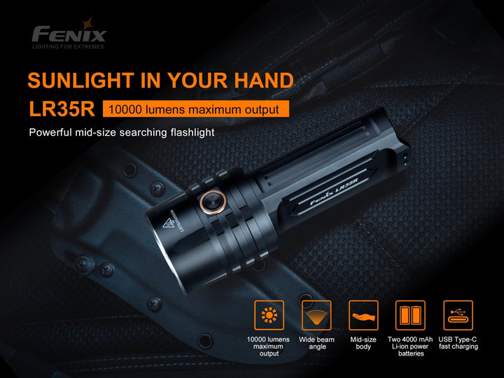 Fenix LR35R Rechargeable LED Flashlight - 10,000 Lumens - Fenix Store