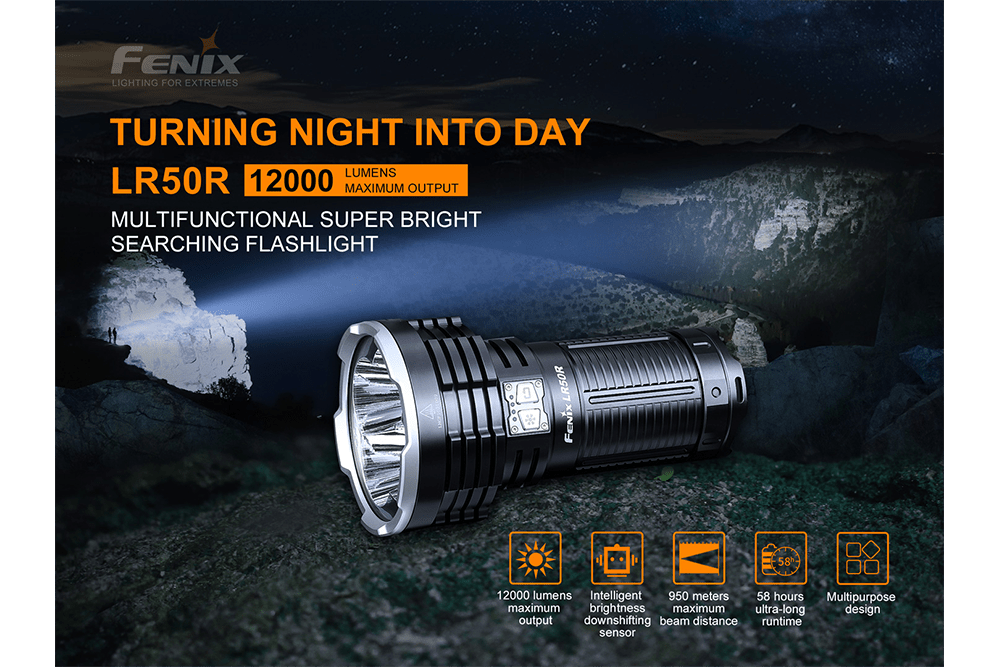 Fenix LR50R Multifunctional LED Search Light - 12000 Lumens - Fenix Store