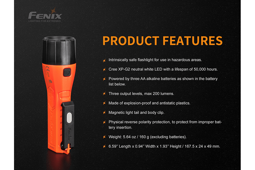 Fenix WF11E Intrinsically Safe Flashlight - Fenix Store